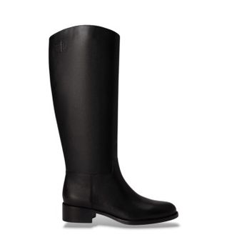 Lauren Ralph Lauren para mujer. 802P12995001 Botas altas Kyle de piel de becerro negro (36), 1 a 3cm, Cremallera, Casual