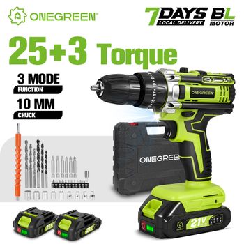 Taladro percutor eléctrico inalámbrico ONEGREEN 25+3 con 3 modos y 2 velocidades, destornillador para trabajar la madera, herramienta eléctrica compatible con batería Makita.