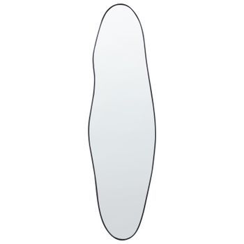 Espejo Moderno De Pared Marco Metálico De Aluminio Forma Irregular Con Ganchos Negro Salnis