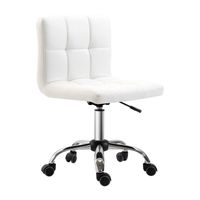 homcom silla de oficina silla giratoria piel sintetica estructura de acero 5 ruedas acolchada blanco