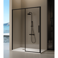 frontal de ducha  puerta corredera delta negro  135-136 cm