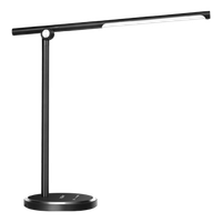 aigostar - lampara de escritorio led 8w flexo led con puerto de carga usb regulable lampara led control tactil 10 niveles brillo 5 modos de luz blanca a calida 3000k-6000k para lectura negro
