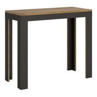 consola extensible 90x40196 cm efecto madera roble natural hierro