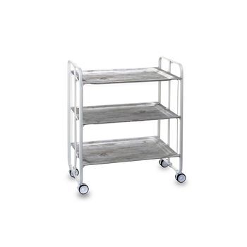 Carrito Auxiliar Plegable Bauhaus Blanco Con Ruedas – 3 Niveles Y 3 Posiciones,,pino Envejecido