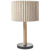 lampara de mesa moderna con pantalla de tela de escritorio madera de caucho pantalla natural beige claro belessa