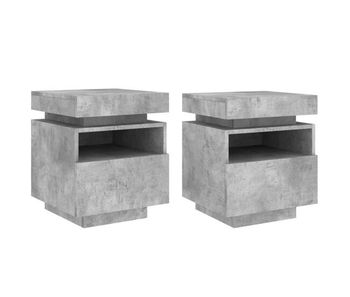 Vidaxl mesitas de noche con luces led 2 uds gris hormigón 40x39x48,5cm