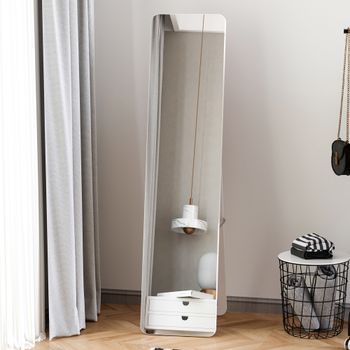 Espejo De Pie De Madera De Pino Vidrio Homcom 37x43x156 Cm-blanco