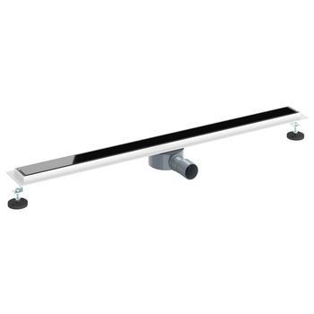 Desagüe De Ducha Con Tapa De Vidrio Y Sifón 360° Negro 100 Cm Vidaxl