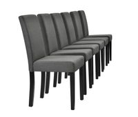 set de 6 sillas de comedor den haag tapizadas textil y madera  90x42x48 gris oscuro negro encasa