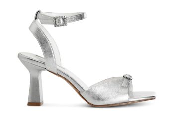 sandalias efecto metalizado con hebillas y tira en el tobillo silver