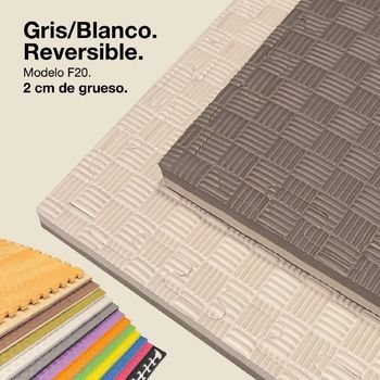 Jowy 9 Piezas (9m2) Tatami Puzzle 2cm 100x100cm – Superficie “5 Líneas” Gris/blanco