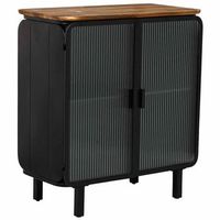 vitrina de metal madera y vidrio 2 puertas 72x37x81h cm - negro