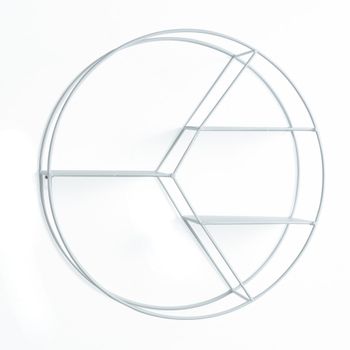 Estante de pared redondo de metal blanco cm. Ø.45 x p.12