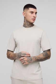 Camiseta Tall Básica Con Cuello De Caja, Beige