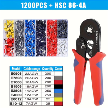 Alicates de prensado HSC8 6-4 0,25-10mm 2 23-7AWG para terminales tubulares de virola juego de abrazaderas de prensado de virola herramienta de electricista de cabeza de alambre