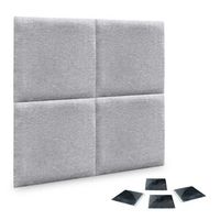 dhome juego de 4 paneles tapizados de lana ecologica pack autoadhesivos para pared acusticos absorbentes proteccion gris claro 50x50cm x4