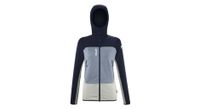 mijo forro polar con capucha fusion grid azul gris mujer