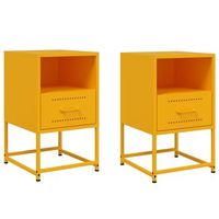 juego de 2 mesitas de noche - mesillas acero amarillo mostaza 36x39x605 cm mc5635