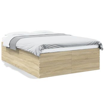 Cama Matrimonial | Cama Para Adultos | Estructura De Cama Madera De Ingeniería Roble Sonoma 140x200 Cm