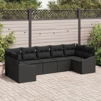 juego de sofa de jardin de 7 piezas con cojines negro poliratan v4595 unico  negro