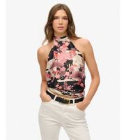 superdry para mujer w6012024a top halter jacquard goshodoki rosa m casual fiesta viscosa sin mangas  tirantes