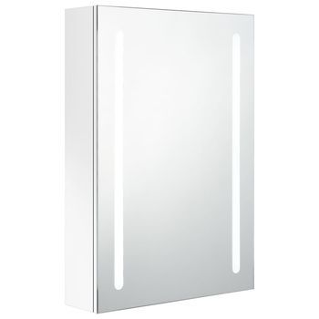 Armario De Baño | Mueble De Baño Con Espejo Led Blanco Brillante 50x13x70 Cm
