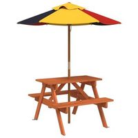 mesa de jardin  mesa de picnic para 4 ninos agujero para sombrilla madera abeto