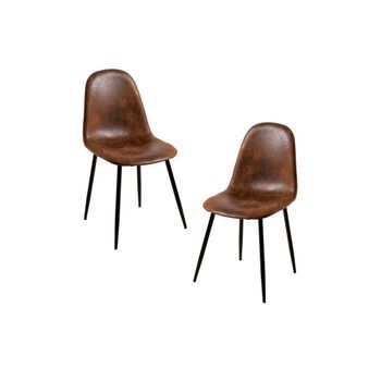 Pack 2 Sillas Black Teok Polipiel De Polipiel 84*39*42 Cm - Marrón Vintage