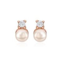 pendientes de mujer de plata 925 rosados con perlas