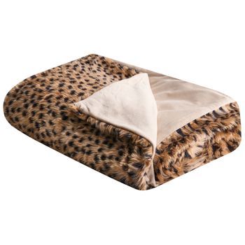 Colcha Estampado Leopardo De Poliéster Marrón 200 X 220 Cm Kudeli