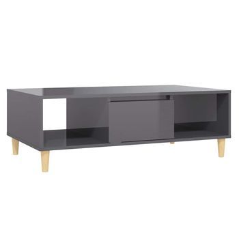 Mesa De Café - Mesa De Centro Madera Contrachapada Gris Brillo 103,5x60x35 Cm