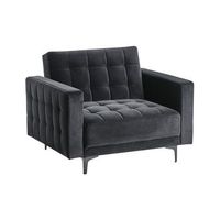 sillon de terciopelo negro reclinable acolchado patas negras aberdeen - negro