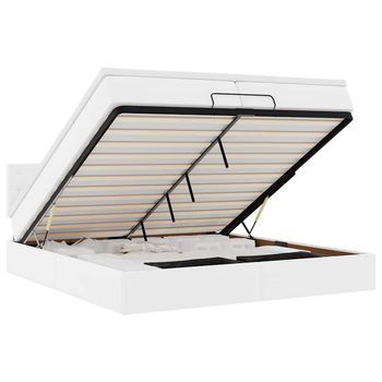 Estructura Cama Otomana Colchón Blanco Puro 200x200cm Vidaxl