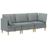 juego de sofa modular con almacenamiento 3 uds gris claro tela vidaxl