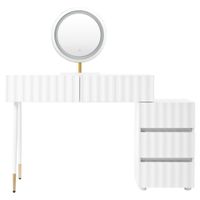 tocador blanco con diseno ondulado espejo con iluminacion led