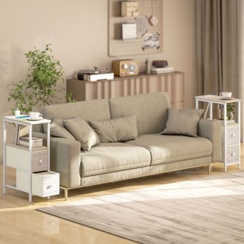 Mesas Auxiliares De Melamina Acero Homcom 20x40x63 Cm Natural