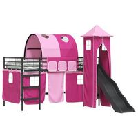 cama litera para ninos liso negro y rosa 100 x 200 cm metal vidaxl