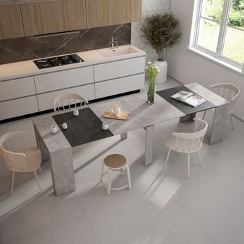 Consola extensible efecto madera cemento 302x90x77cm