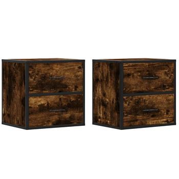 Mesitas De Noche Pared 2 Uds Color Roble Ahumado 40x31x39,5 Cm Vidaxl