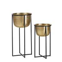 macetas de acero chapadas en oro h62 x2