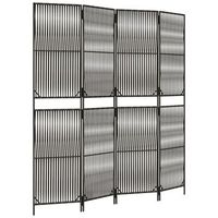 biombo de 4 paneles ratan sintetico gris vidaxl