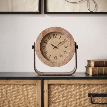 Reloj de pie de madera y metal marrón 23,5x7x24 cm