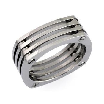 Anillo pulido de acero inoxidable de diseño moderno 7,5 mm