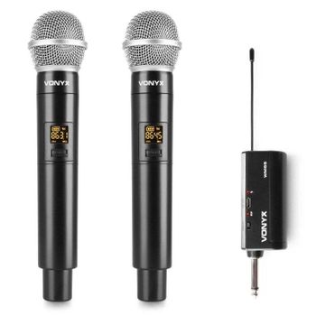 Micrófono Vonyx WM552 inalámbrico UHF dual plug-and-play con receptor