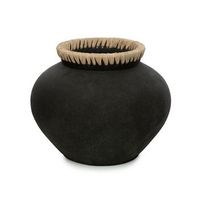 jarron rafia y terracota bazar bizar styly l - negro natural