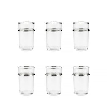 Tazas de té de vidrio con bordes plateados 175ml - lote de 6