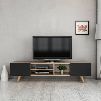 Mueble Tv Assens Aglomerado 40 X 160 X 31 Cm Roble / Negro [en.casa]