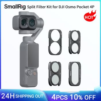 Kit de Filtros Divididos SmallRig para DJI Osmo Pocket 4P con CPL / Difusor Negro 1/4 / Base de Filtro VND1-5 con Revestimientos Multicapa de Vidrio