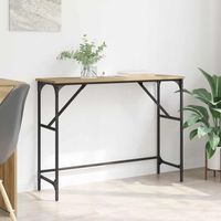 mesa consola - mueble de entrada - madera y acero - roble artesanal 100x32x75cm