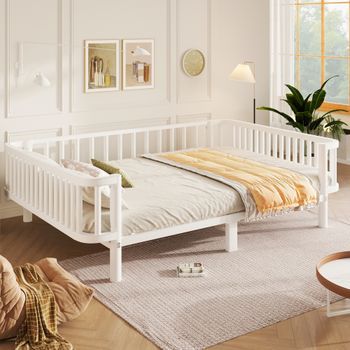 Cama Nido Metálica Blanca De 140x200 Cm Con Somier Reforzado